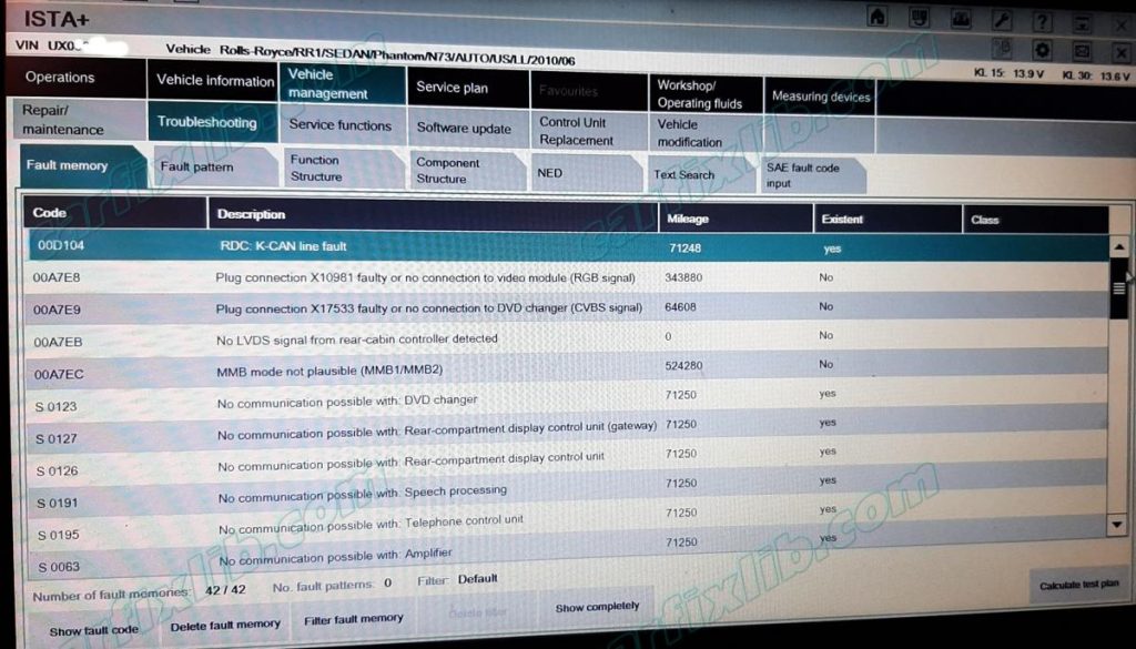 MOST bus error Rolls Royce S0063 S0123 S0126 S0127 S0191 S0195