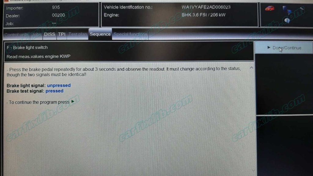 Measured Block Value 66 when press Brake pedal