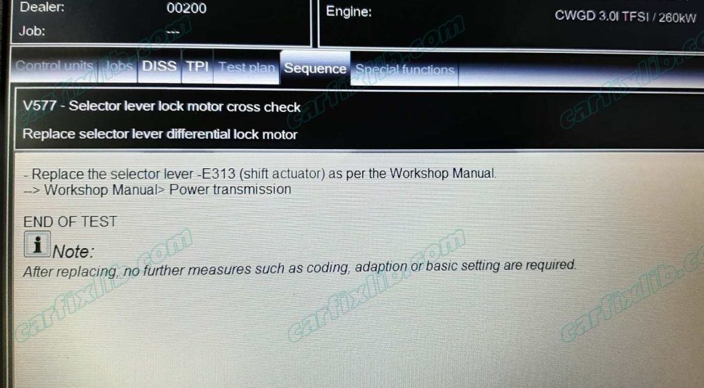 P18CC Fault to replace E313 Selector level