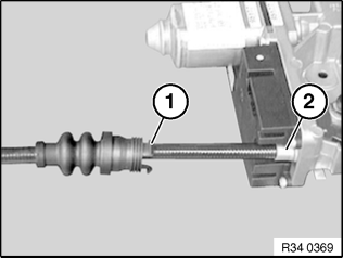 Tabs of gasket (1) must engage in parking brake mounting tray.