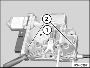 Raise end stop (1) with screwdriver.