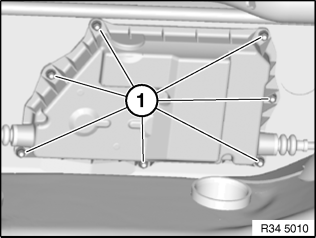 Release screws (1) on parking brake housing cover