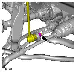 Remove and discard the front right side lower stabilizer bar link nut.
