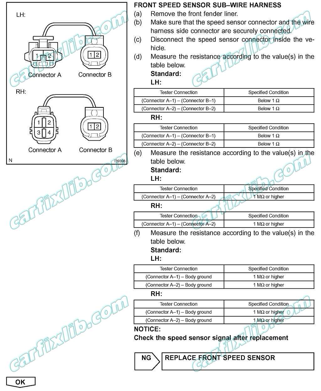 inspect front speed sensor ls430 2